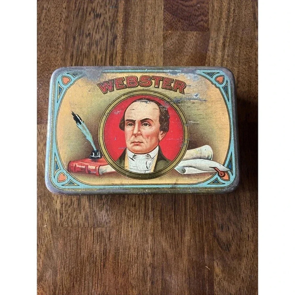 Vintage WEBSTER CIGARS Advertising Tin Can Container - Picture 1 of 7